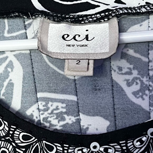 Women's Eci New York black white dress floral size 2 - Picture 7 of 8
